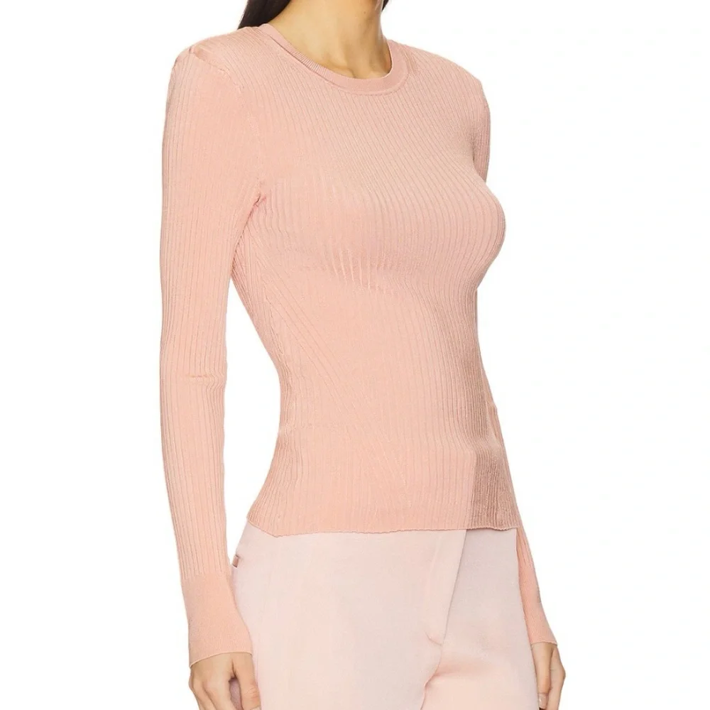 NWT, Veronica Beard Women’s Acara Ribbed Knit Pullover in Pink Clay, Size Small - Picture 7 of 11